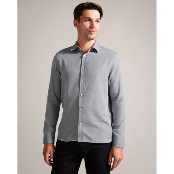 Ted Baker Other - NWT Ted Baker Crotone Long Sleeve Herringbone Shirt Size 3 (M) Regular Fit in LT